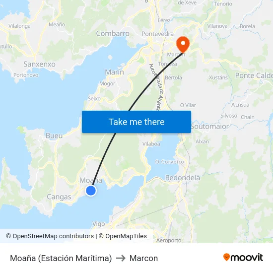 Moaña (Estación Marítima) to Marcon map
