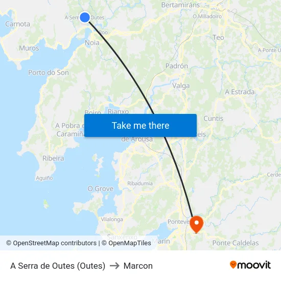 A Serra de Outes (Outes) to Marcon map
