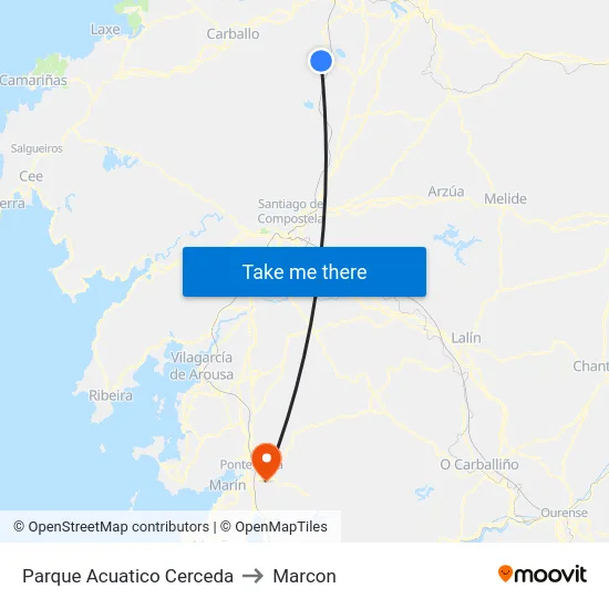 Parque Acuatico Cerceda to Marcon map