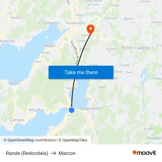 Rande (Redondela) to Marcon map