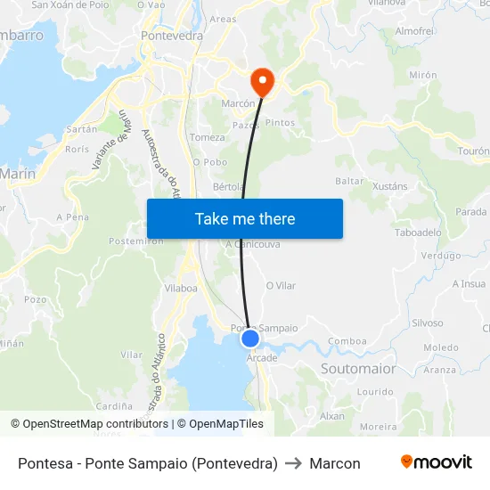 Pontesa - Ponte Sampaio (Pontevedra) to Marcon map