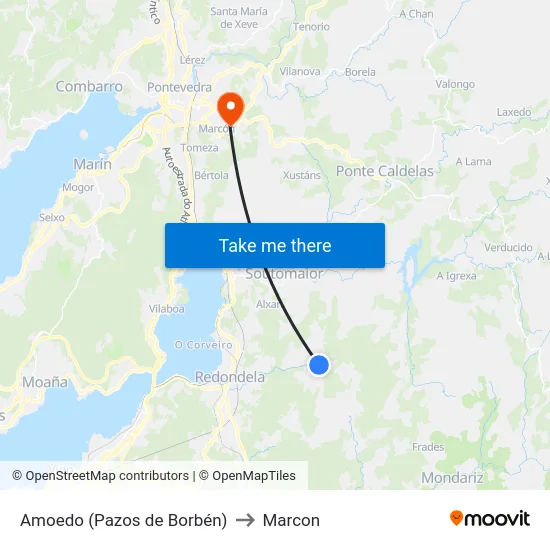 Amoedo (Pazos de Borbén) to Marcon map
