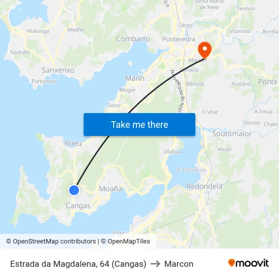 Estrada da Magdalena, 64 (Cangas) to Marcon map