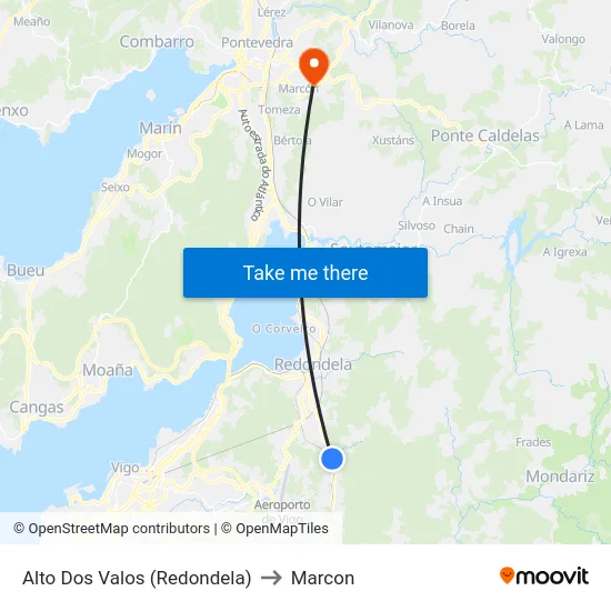 Alto Dos Valos (Redondela) to Marcon map