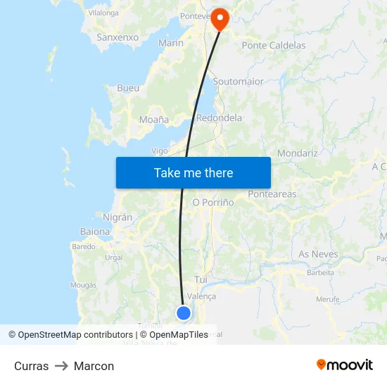 Curras to Marcon map