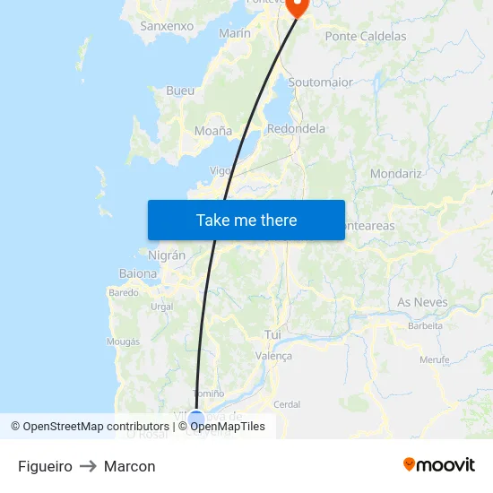 Figueiro to Marcon map