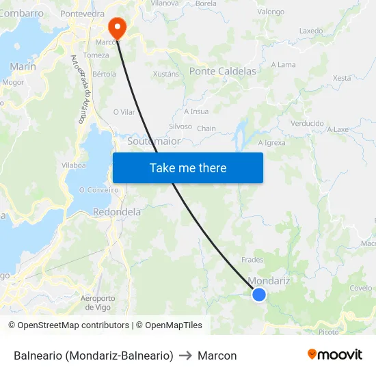 Balneario (Mondariz-Balneario) to Marcon map