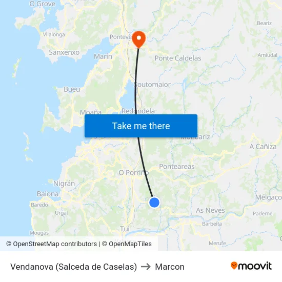 Vendanova (Salceda de Caselas) to Marcon map