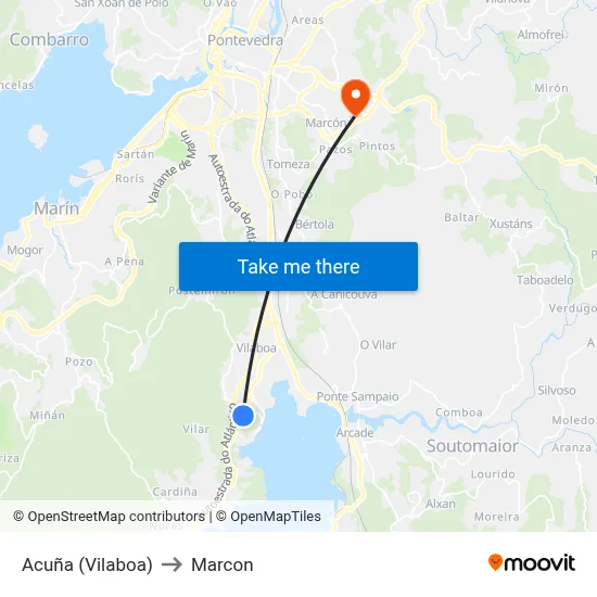 Acuña (Vilaboa) to Marcon map