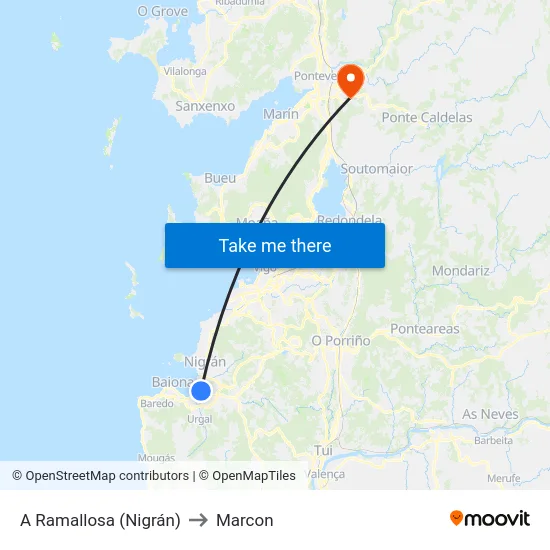 A Ramallosa (Nigrán) to Marcon map