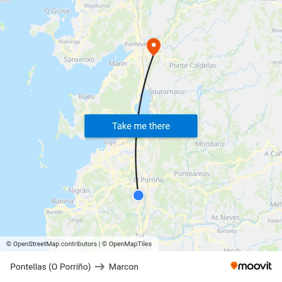 Pontellas (O Porriño) to Marcon map