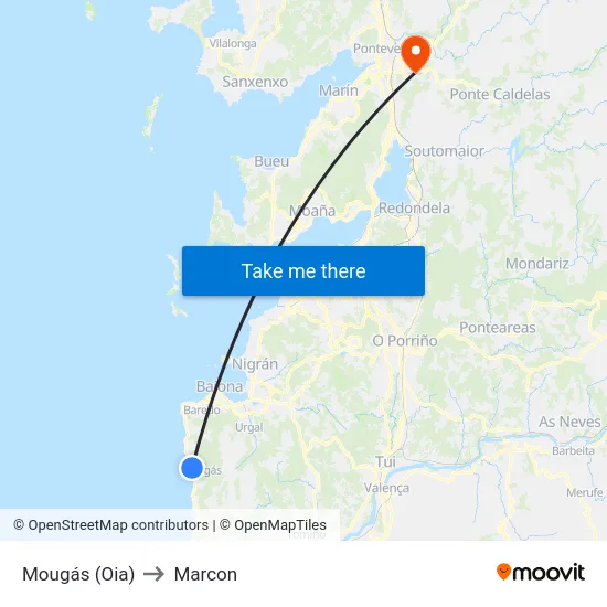 Mougás (Oia) to Marcon map