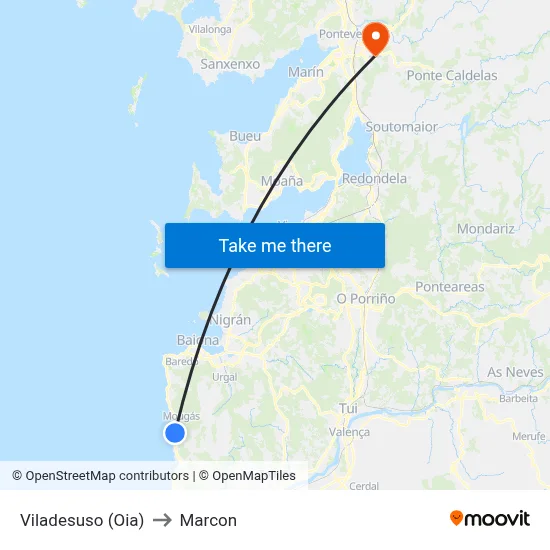 Viladesuso (Oia) to Marcon map