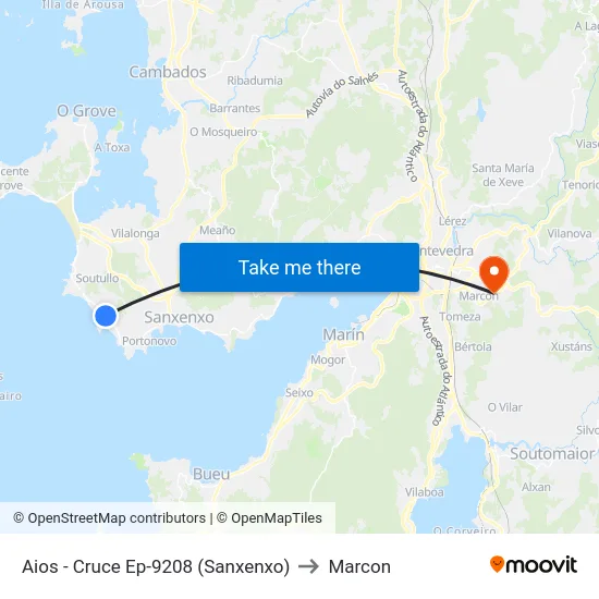 Aios - Cruce Ep-9208 (Sanxenxo) to Marcon map