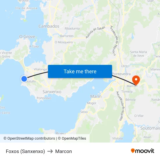 Foxos (Sanxenxo) to Marcon map