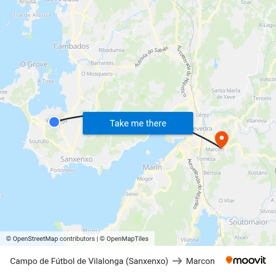 Campo de Fútbol de Vilalonga (Sanxenxo) to Marcon map