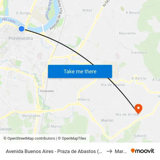 Avenida Buenos Aires - Praza de Abastos (Pontevedra) to Marcon map