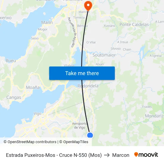 Estrada Puxeiros-Mos - Cruce N-550 (Mos) to Marcon map