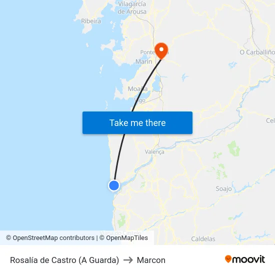 Rosalía de Castro (A Guarda) to Marcon map
