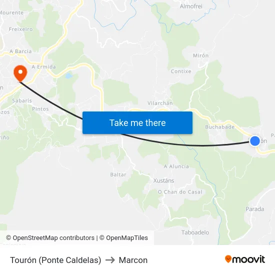 Tourón (Ponte Caldelas) to Marcon map