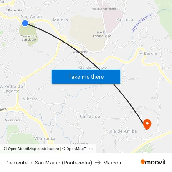 Cementerio San Mauro (Pontevedra) to Marcon map