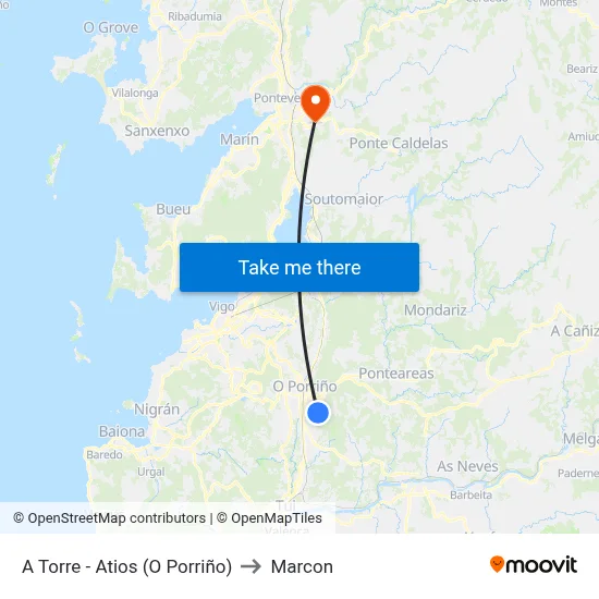 A Torre - Atios (O Porriño) to Marcon map