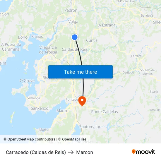 Carracedo (Caldas de Reis) to Marcon map