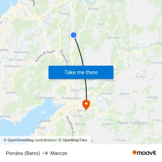 Porráns (Barro) to Marcon map