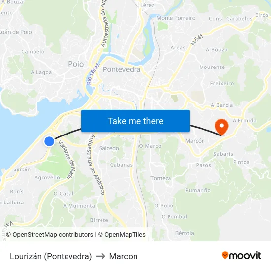 Lourizán (Pontevedra) to Marcon map