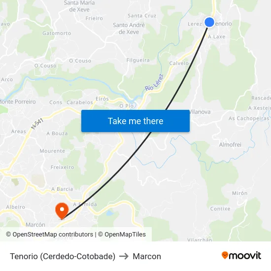 Tenorio (Cerdedo-Cotobade) to Marcon map