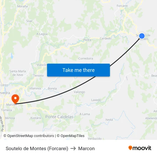 Soutelo de Montes (Forcarei) to Marcon map