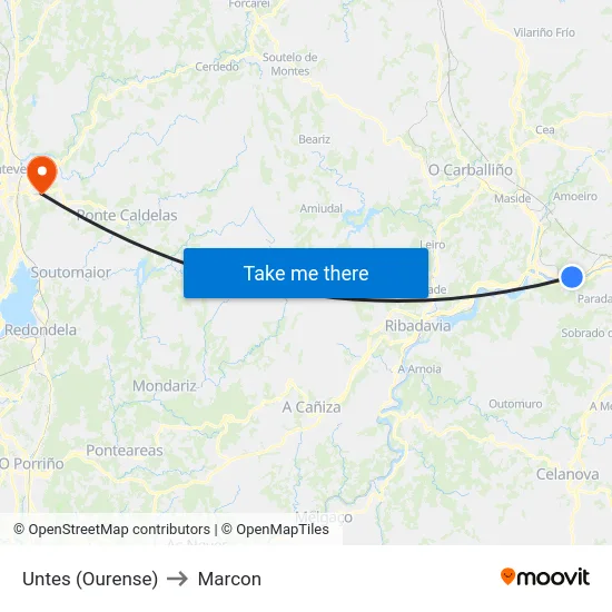 Untes (Ourense) to Marcon map