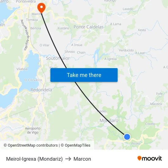 Meirol-Igrexa (Mondariz) to Marcon map