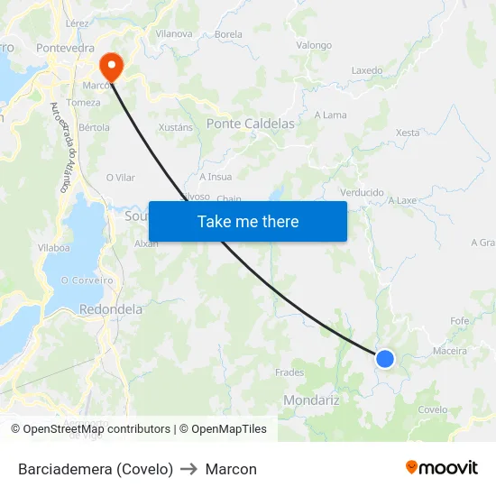 Barciademera (Covelo) to Marcon map