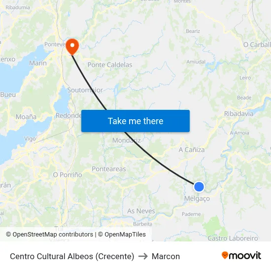 Centro Cultural Albeos (Crecente) to Marcon map