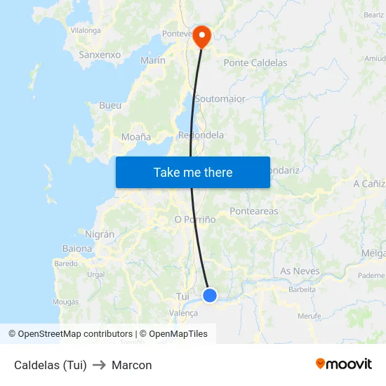 Caldelas (Tui) to Marcon map