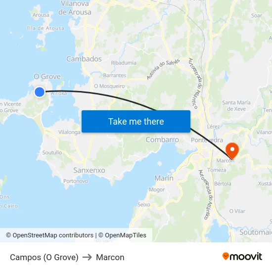 Campos (O Grove) to Marcon map