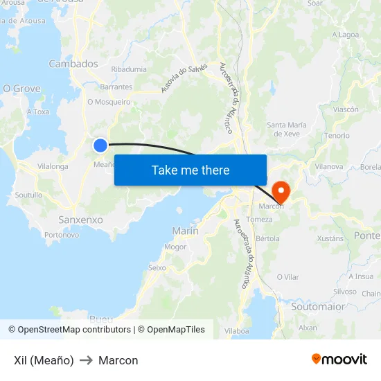 Xil (Meaño) to Marcon map