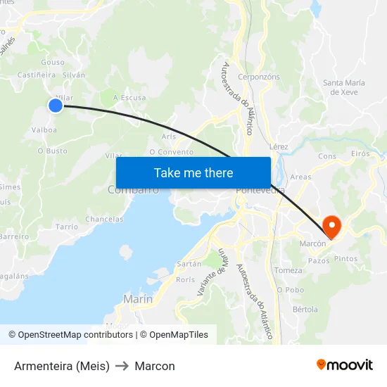 Armenteira (Meis) to Marcon map