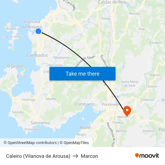 Caleiro (Vilanova de Arousa) to Marcon map