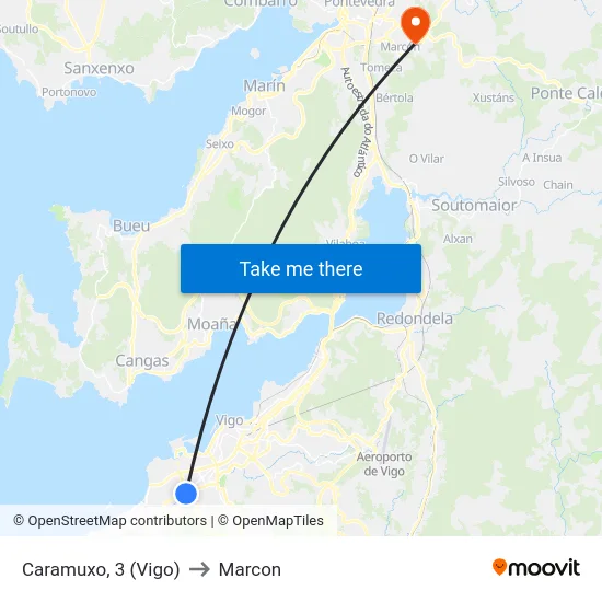 Caramuxo, 3 (Vigo) to Marcon map