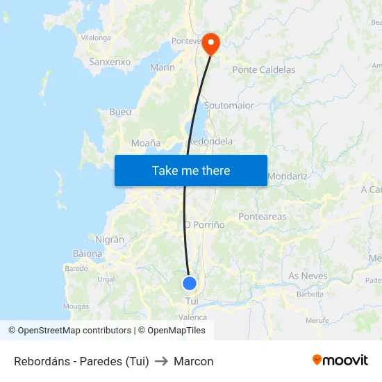 Rebordáns - Paredes (Tui) to Marcon map