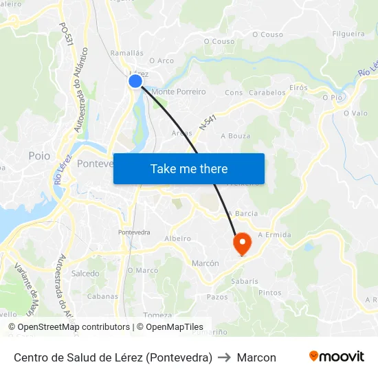Centro de Salud de Lérez (Pontevedra) to Marcon map