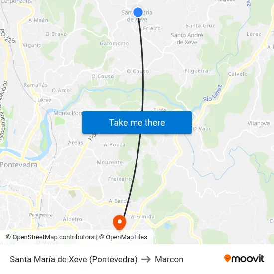 Santa María de Xeve (Pontevedra) to Marcon map