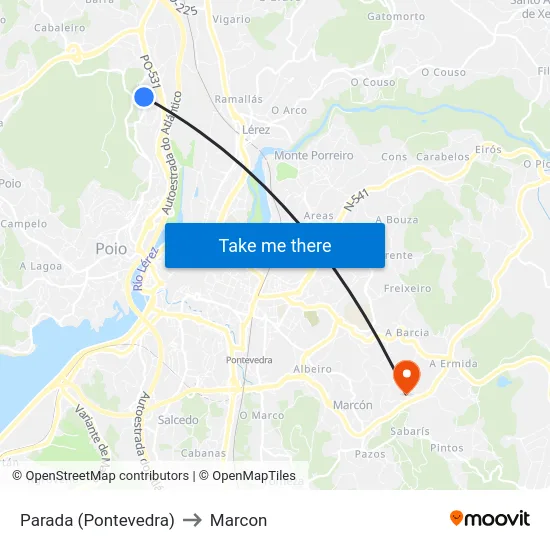 Parada (Pontevedra) to Marcon map