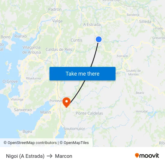 Nigoi (A Estrada) to Marcon map