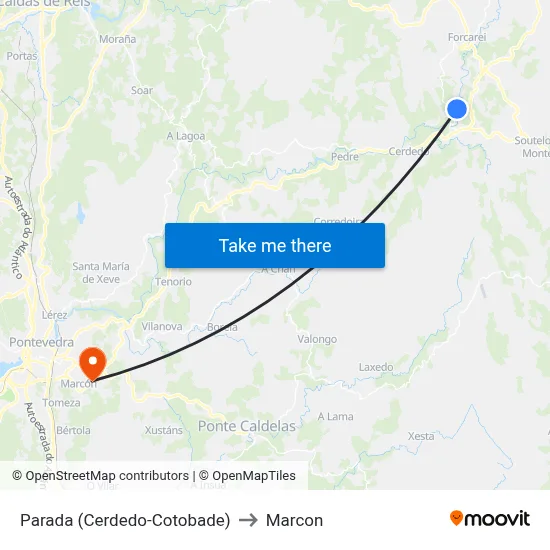 Parada (Cerdedo-Cotobade) to Marcon map