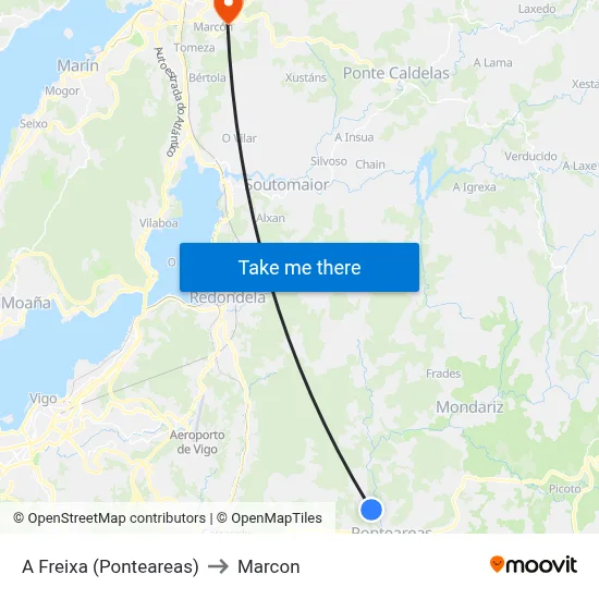 A Freixa (Ponteareas) to Marcon map