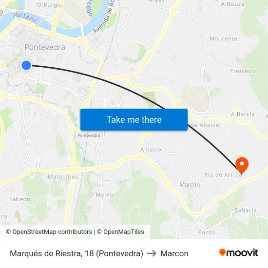 Marqués de Riestra, 18 (Pontevedra) to Marcon map