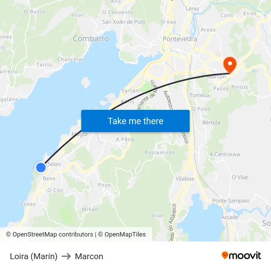 Loira (Marín) to Marcon map